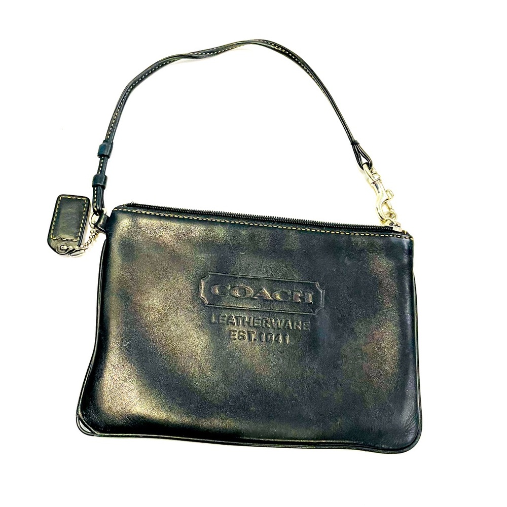 Coach Black Leather Wristlet Pouch